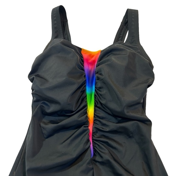 Reebok Swim Women's Rainbow One Piece Support Swimsuit Black Size 8 NWOT - Picture 3 of 14